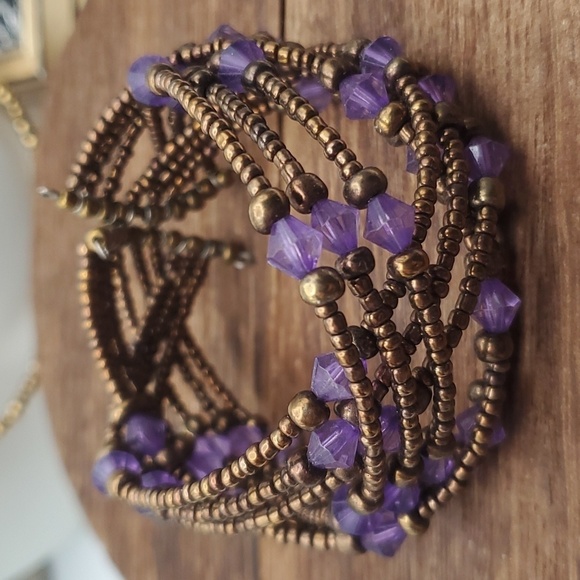 Arabian queen seed beaded cuff bracelet B0621 - Picture 2 of 3